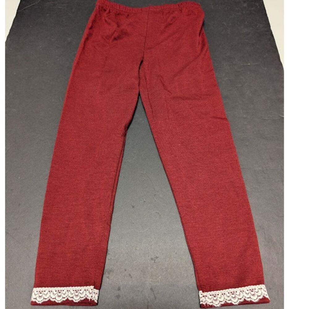 Nannette Lace hem Size 4 Red Pants Kids YOuth girls leggings